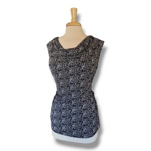 Chaus Cowl Neck Black/White Sleeveless Evening Top Size M